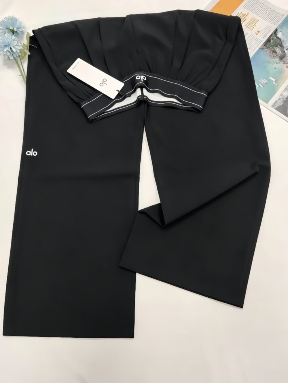 NWT Alo Yoga Suit Up Trouser Black Regular 30" Wide Leg Pants Athleisure Chic🛫 - Picture 5 of 10